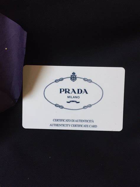 prada milano dal 1913 authenticity certificate card|prada milano authentic.